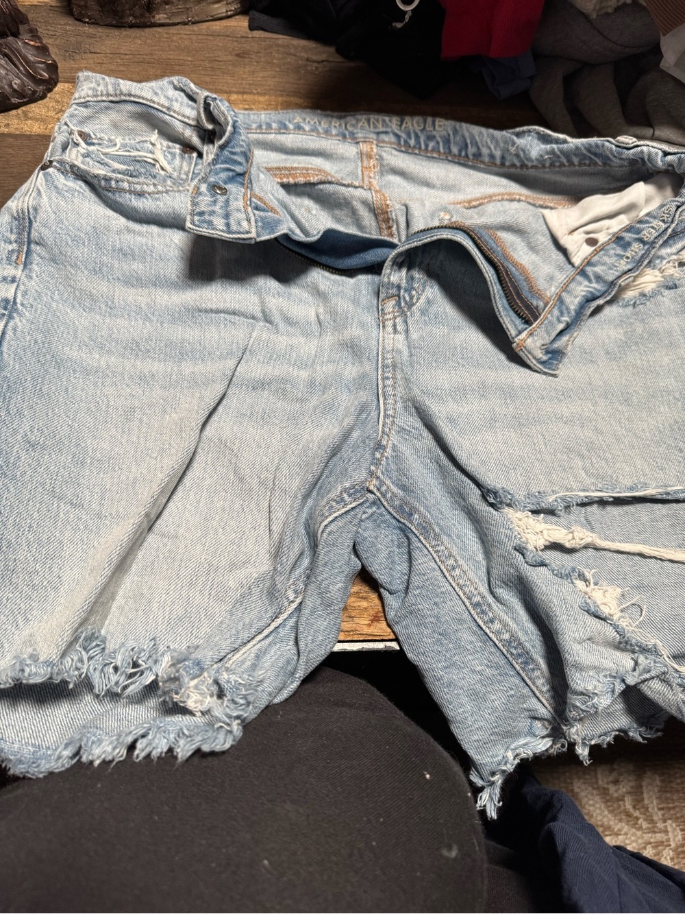 American Eagle Outfitters Light Blue Denim Shorts with Contrast Stitching